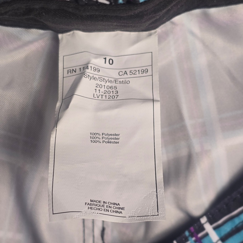 Quiksilver Boys Plaid Board Shorts Black Teal Purple Swim Trunks Size 10 NEW‎ - Picture 3 of 14